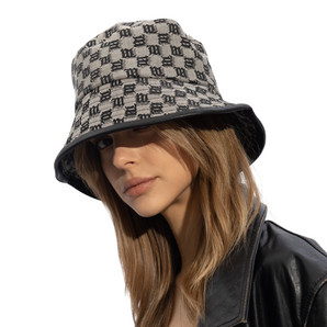 LEATHER-TRIMMED MONOGRAM BUCKET HAT